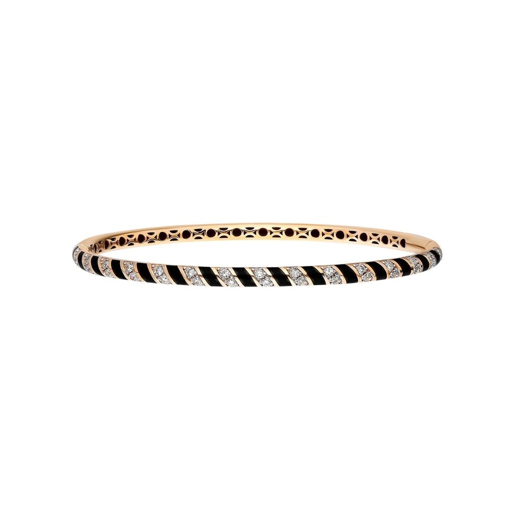 Rose Gold Tornado Bracelet - Black Enamel