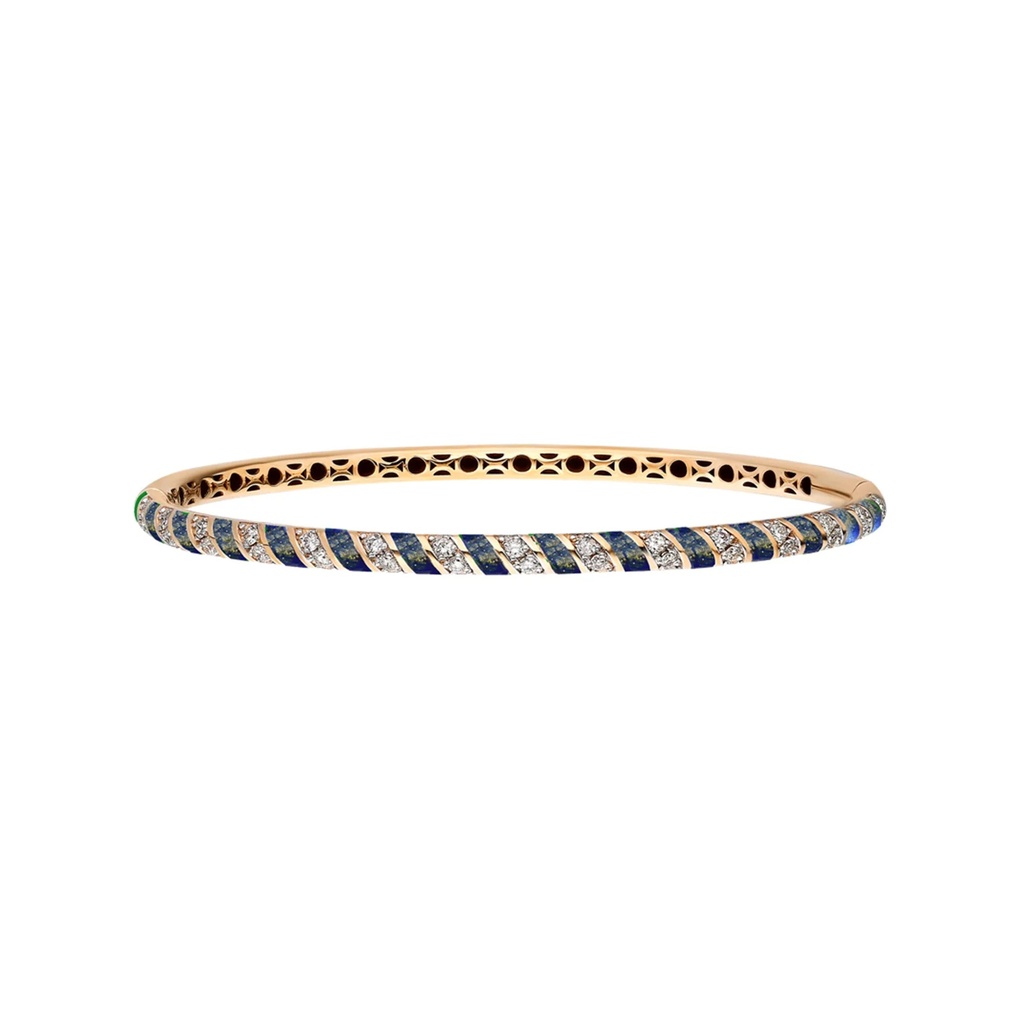 Rose Gold Tornado Bracelet - Blue Mother of Pearl Enamel