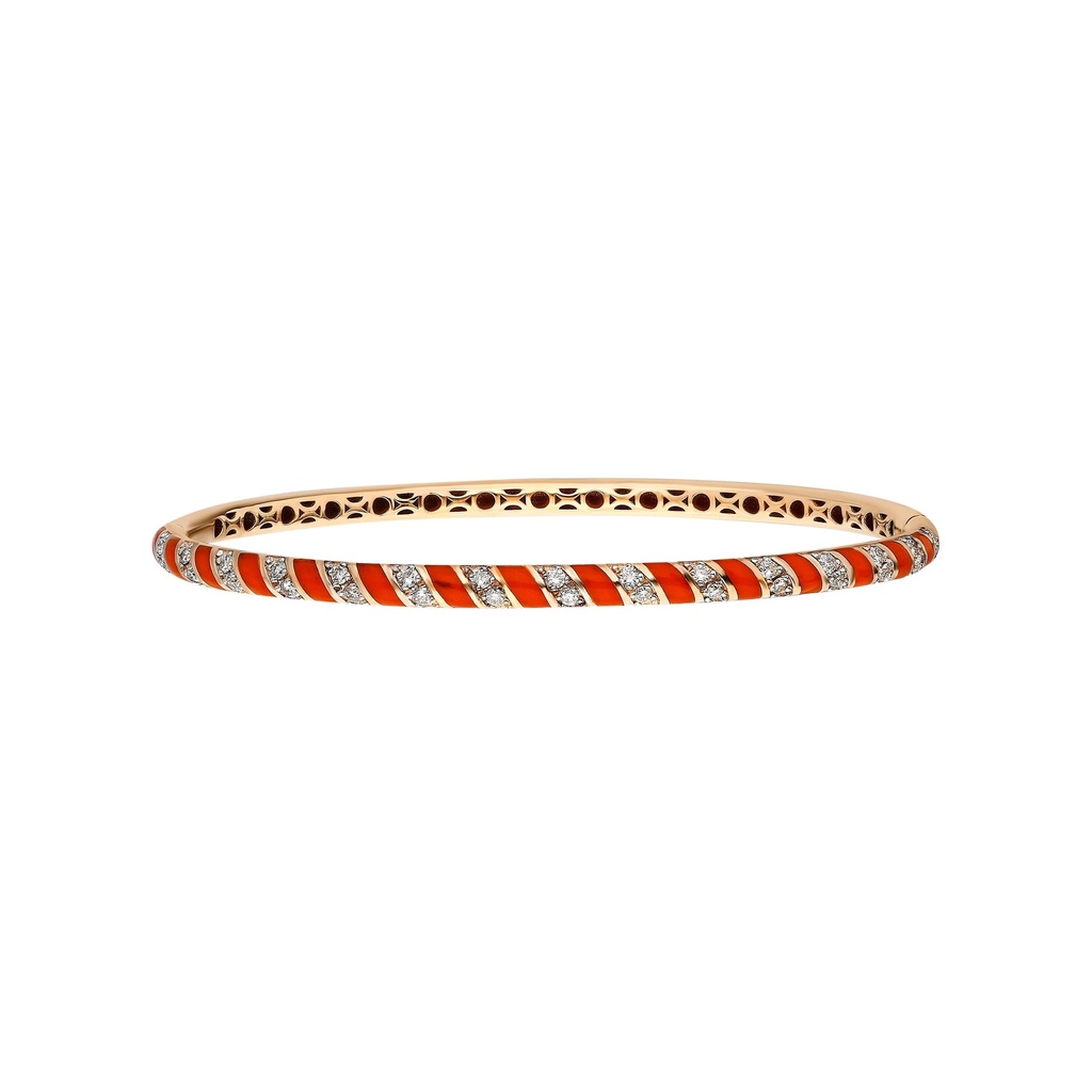 Rose Gold Tornado Bracelets - Red Enamel