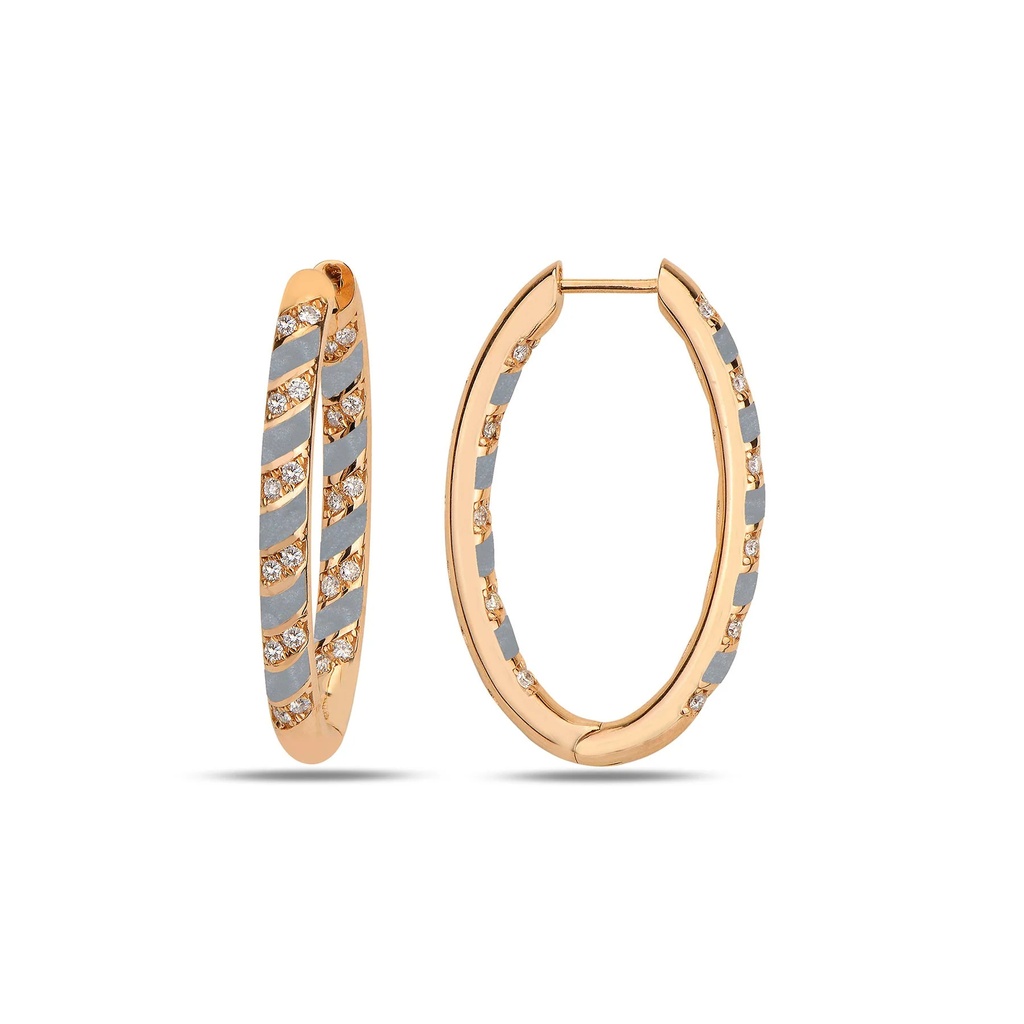 Rose Gold Tornado Mini Hoops - Rhodium Enamel