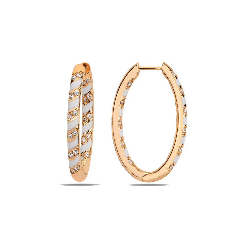 Rose Gold Tornado Mini Hoops - White Enamel