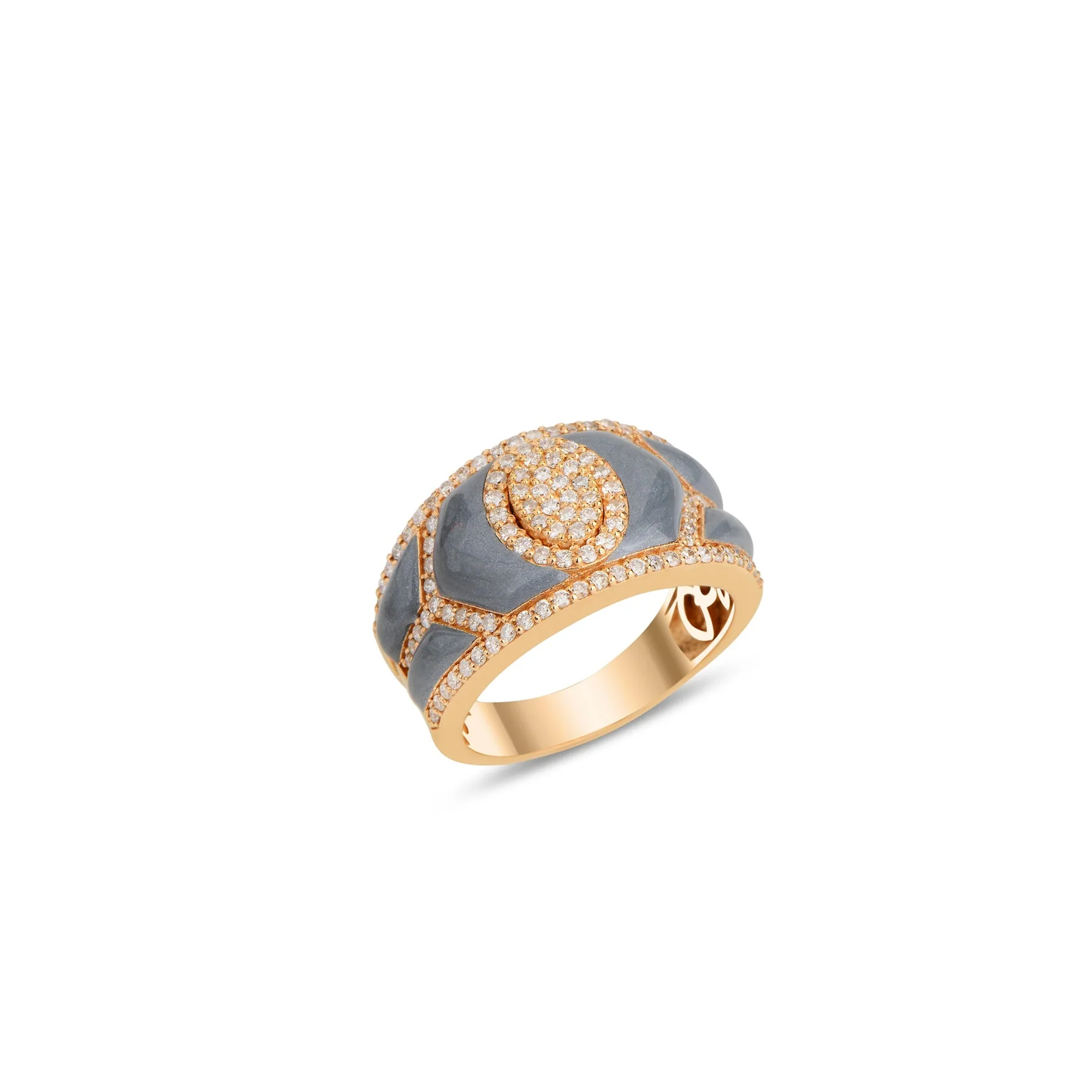Shield Ring - Rhodium Enamel