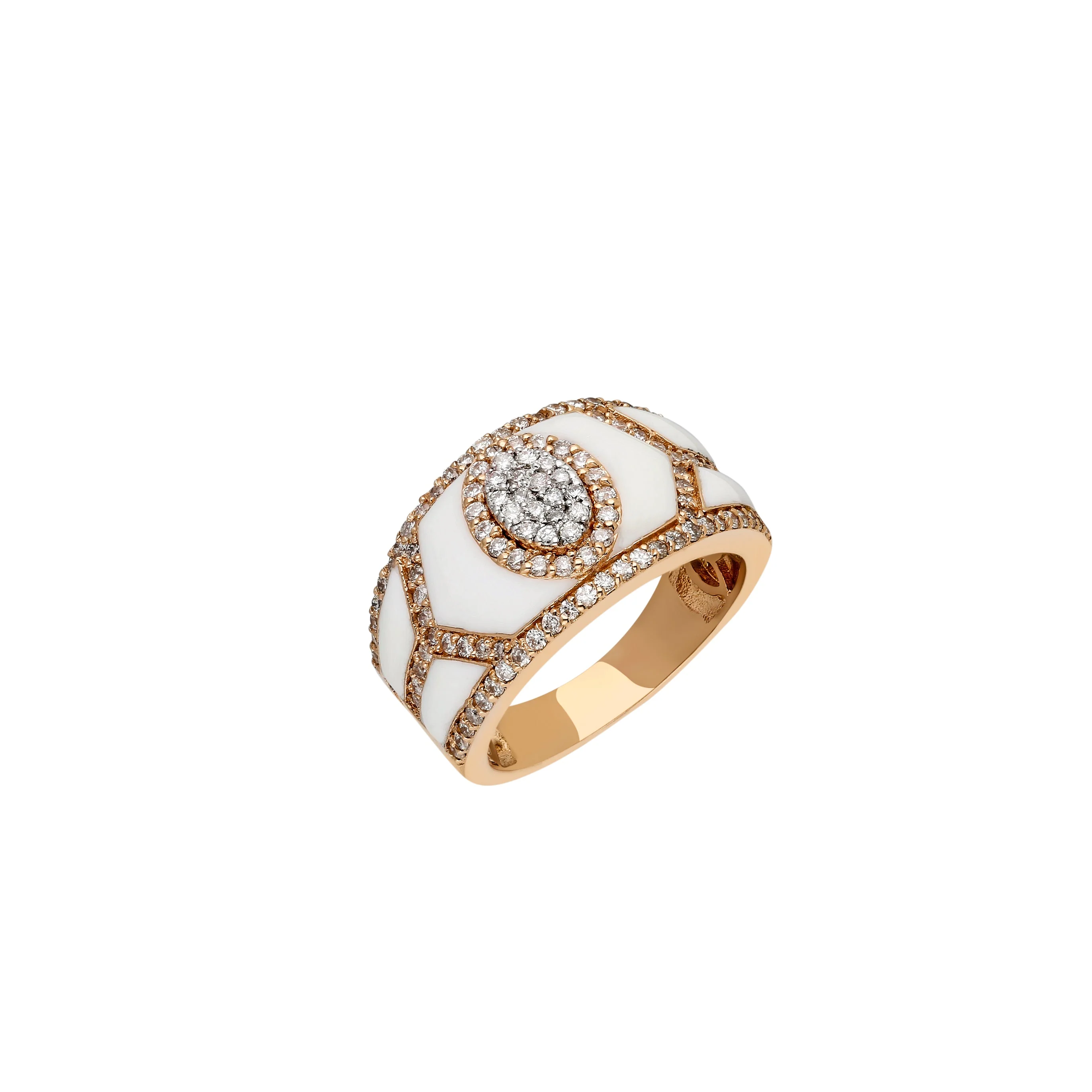 Shield Ring - White Enamel