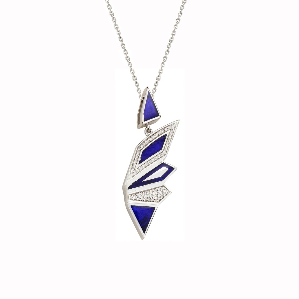 White Gold Alis Pendant with Parliament Blue Enamel