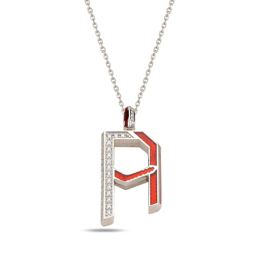 White Gold Flow Letter Pendant - "A"