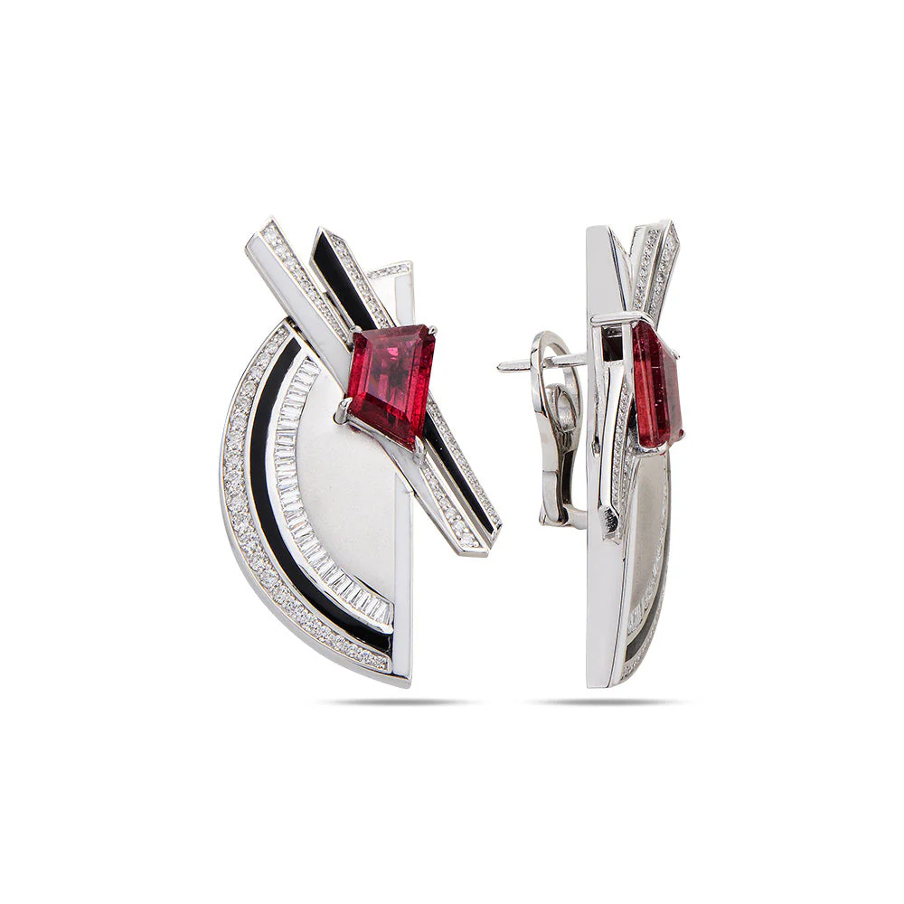 White Gold Limited Edition Alis Axis Earrings with Tourmaline