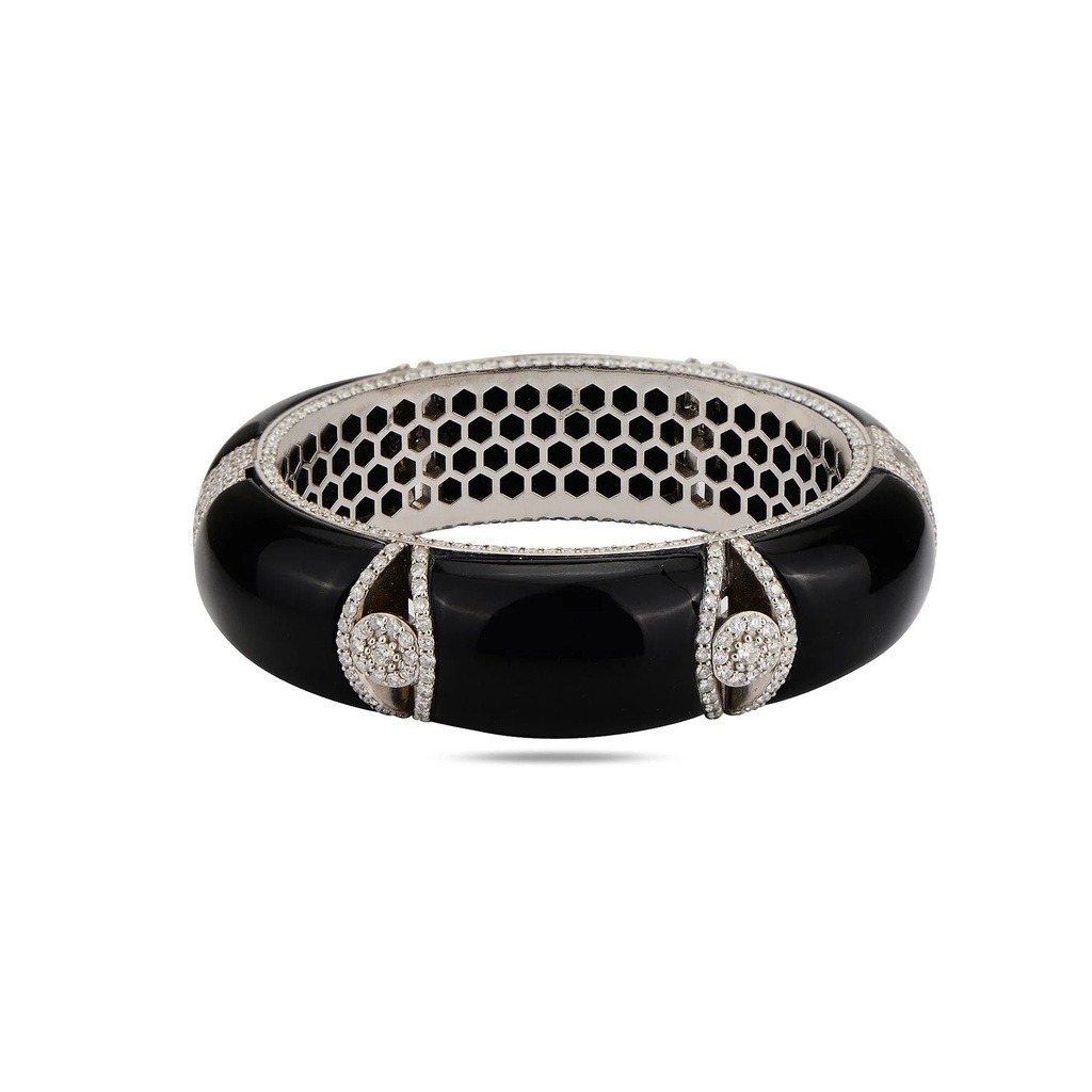 White Gold Neutra Dome Cuff with Black Onyx, Limited Edition