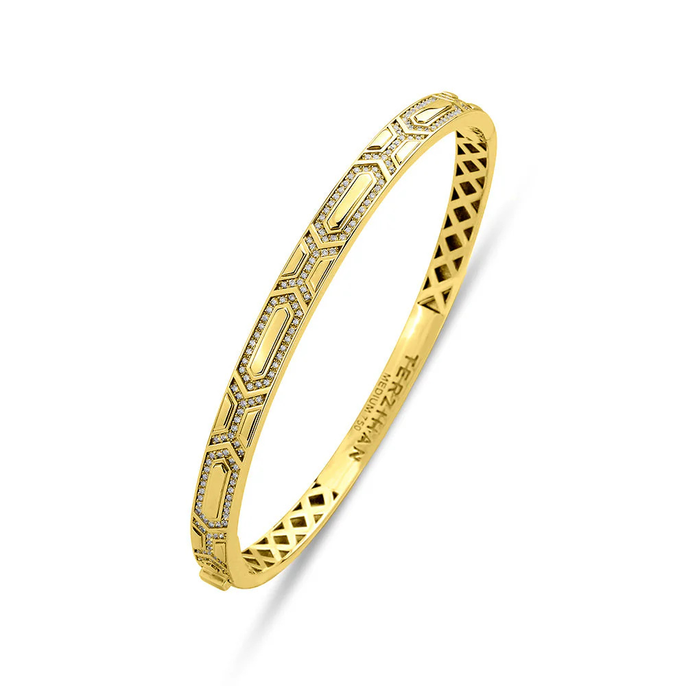 Yellow Gold Colorless Shield Slim Bracelet Yellow Gold