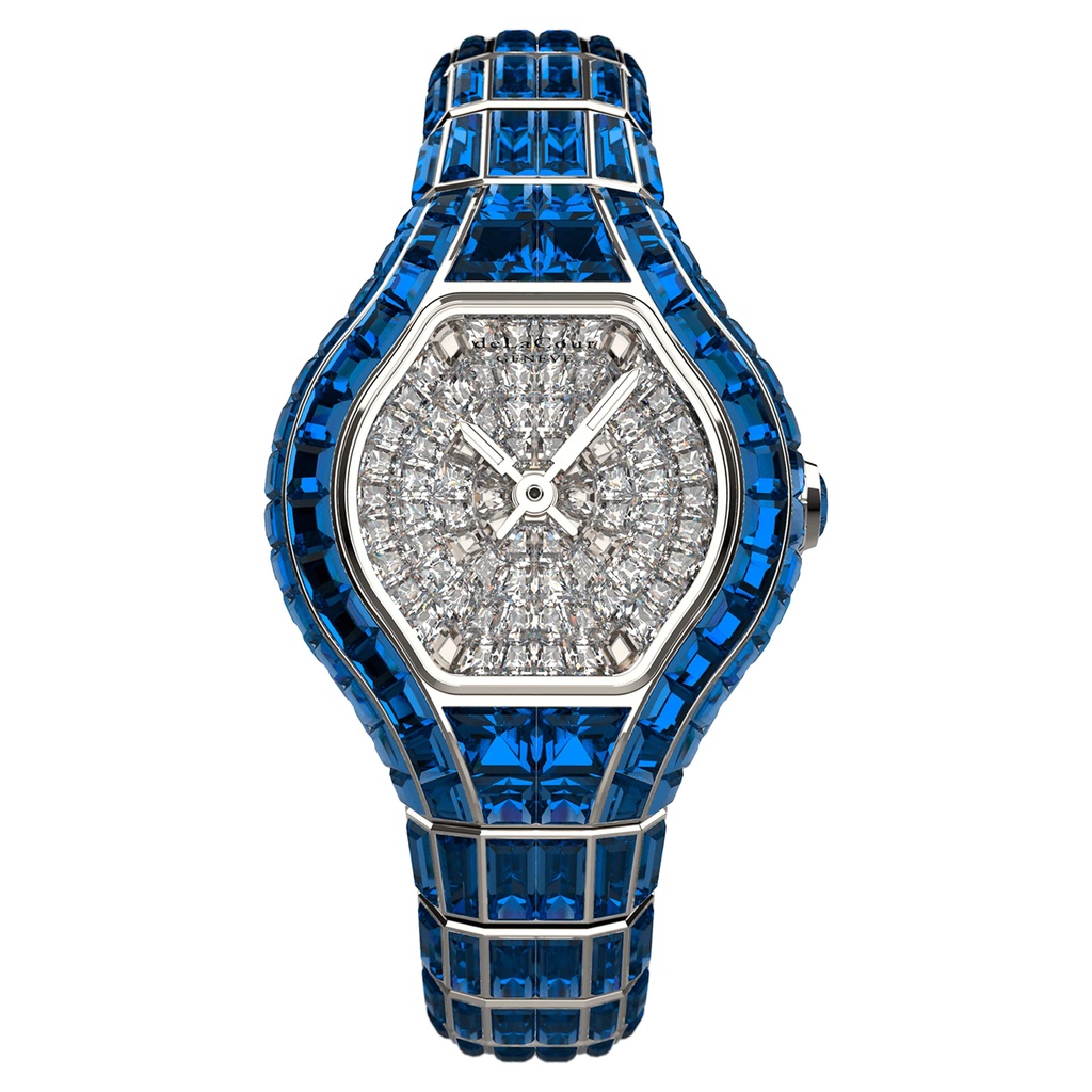 City Glamour Blue Sapphire White Gold Watch