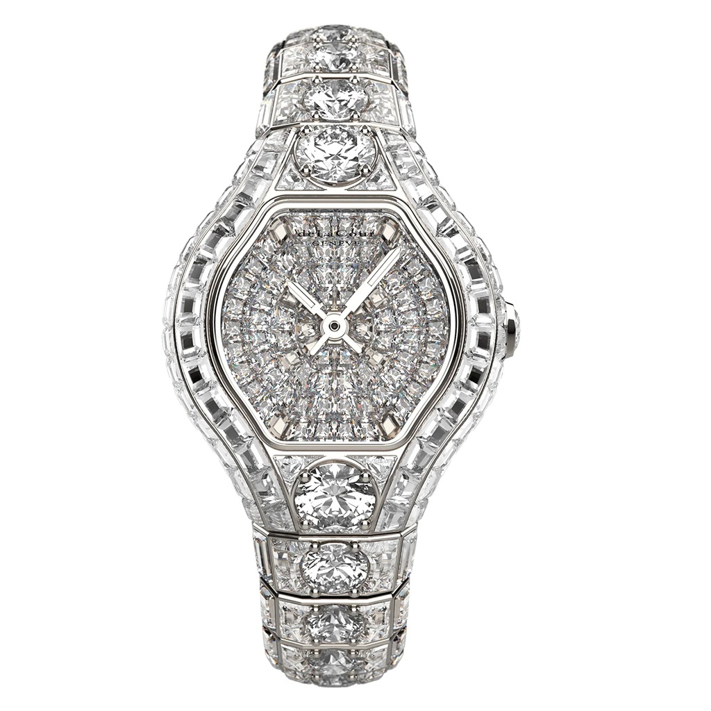 City Glamour Diamond & Diamond Center White Gold Watch