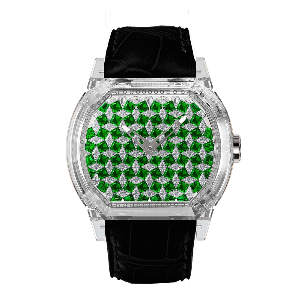 Reflect Harlequin Green & White Sapphire Watch