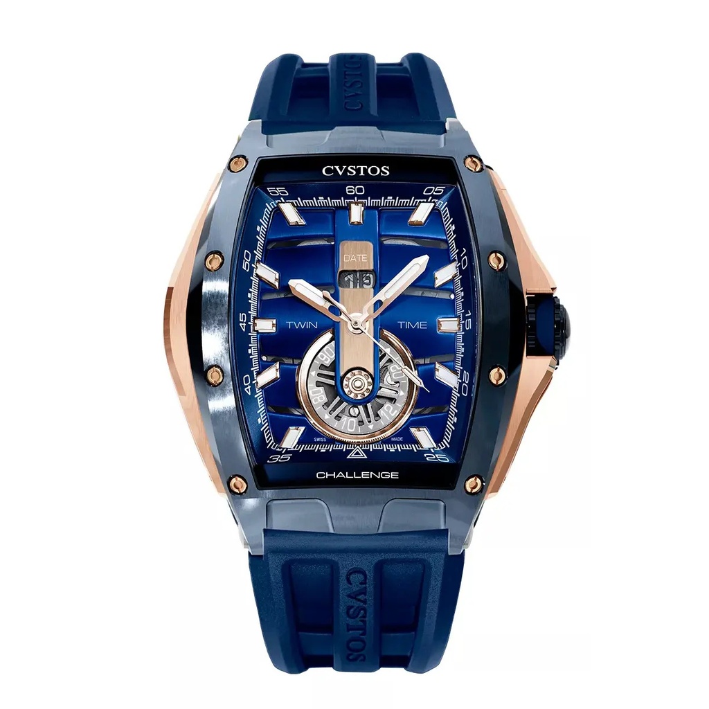 Twin-Time Navy Blue Steel Blue Dial - 41mm
