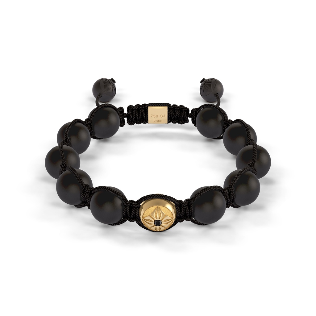 Shamballa Jewels Yellow Gold Diamond 10mm Braided Bead Bracelet