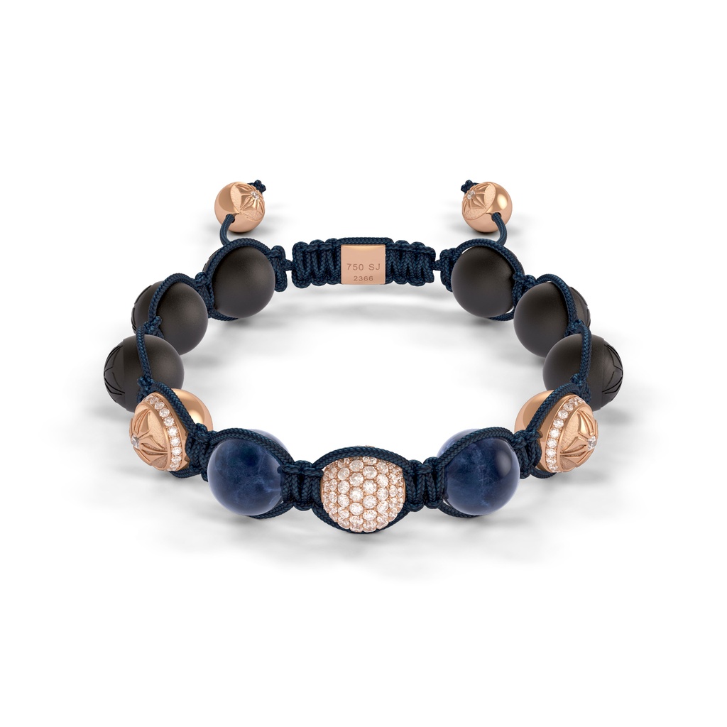 Shamballa Jewels Rose Gold Diamond & Sapphire 10mm Braided Bead Bracelet