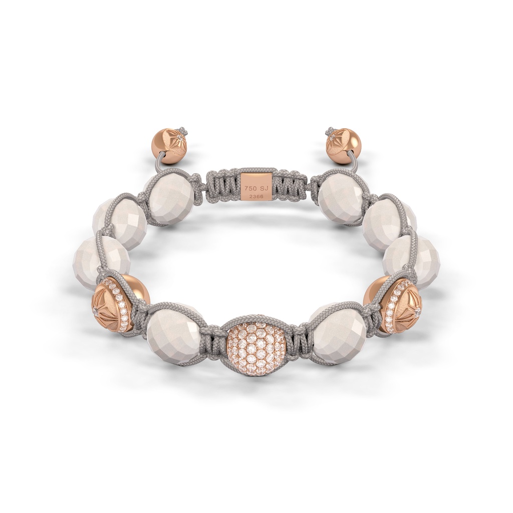 Shamballa Jewels Rose Gold Diamond & Moonstone 10mm Braided Bead Bracelet