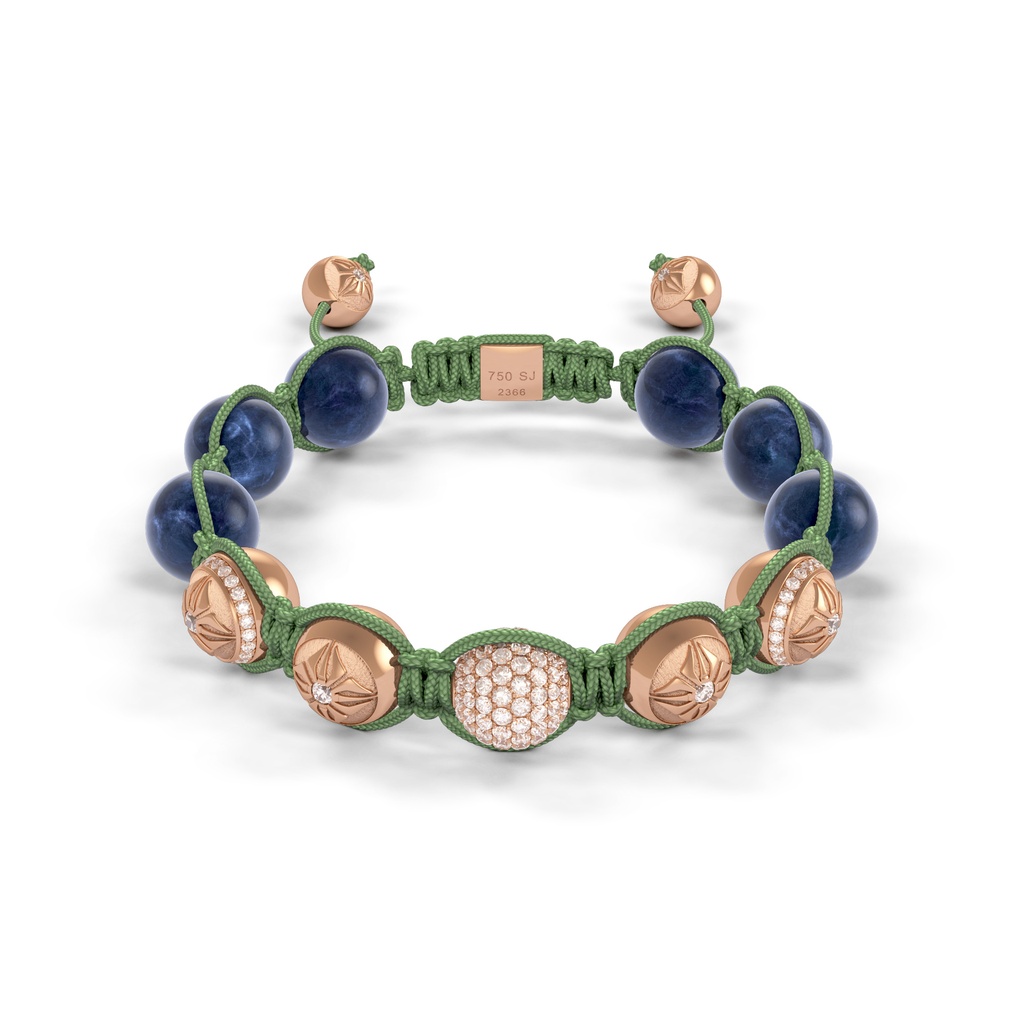 Shamballa Jewels Rose Gold Diamond & Sapphire 10mm Braided Bead Bracelet