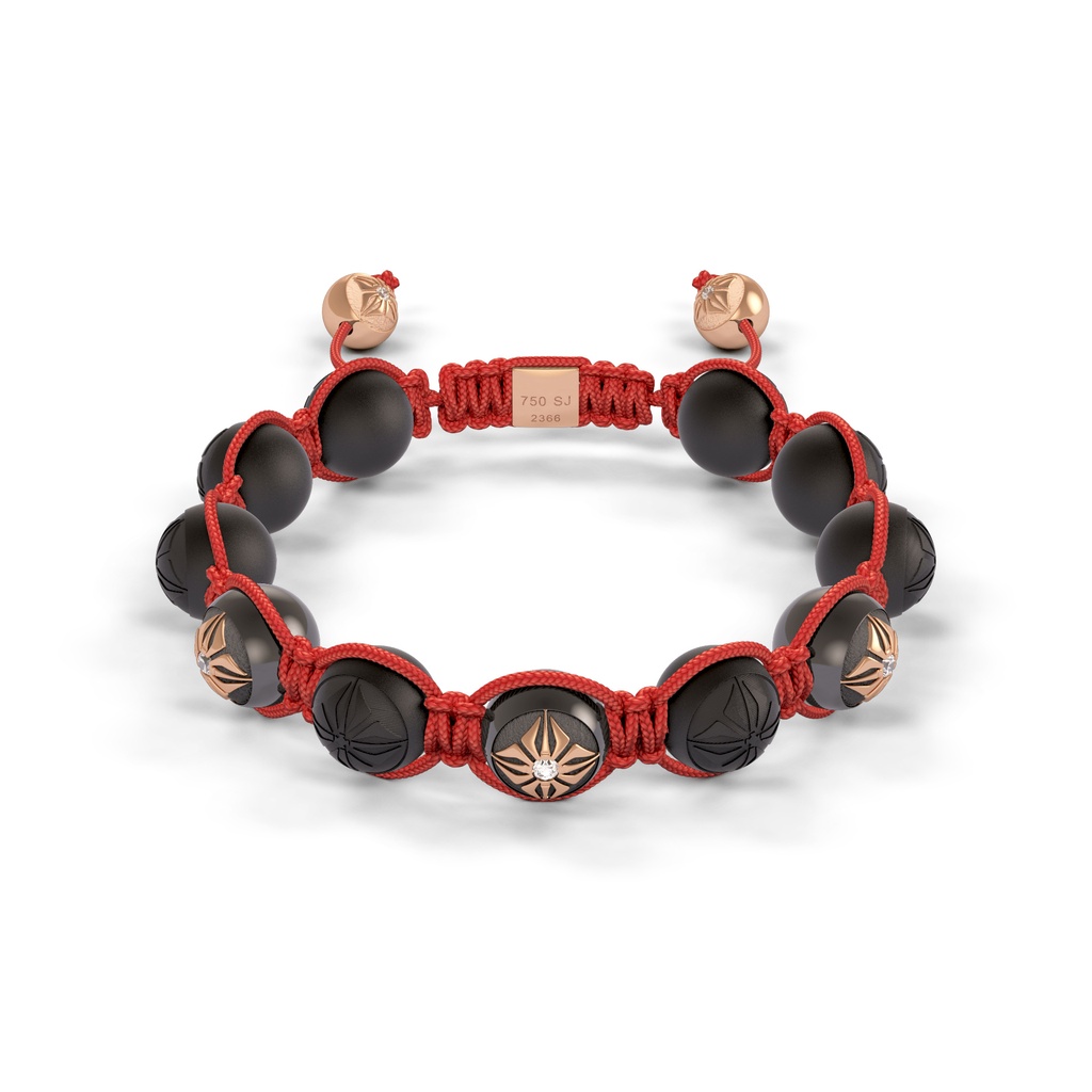 Shamballa Jewels Rose & Black Gold Diamond 10mm Braided Bead Bracelet