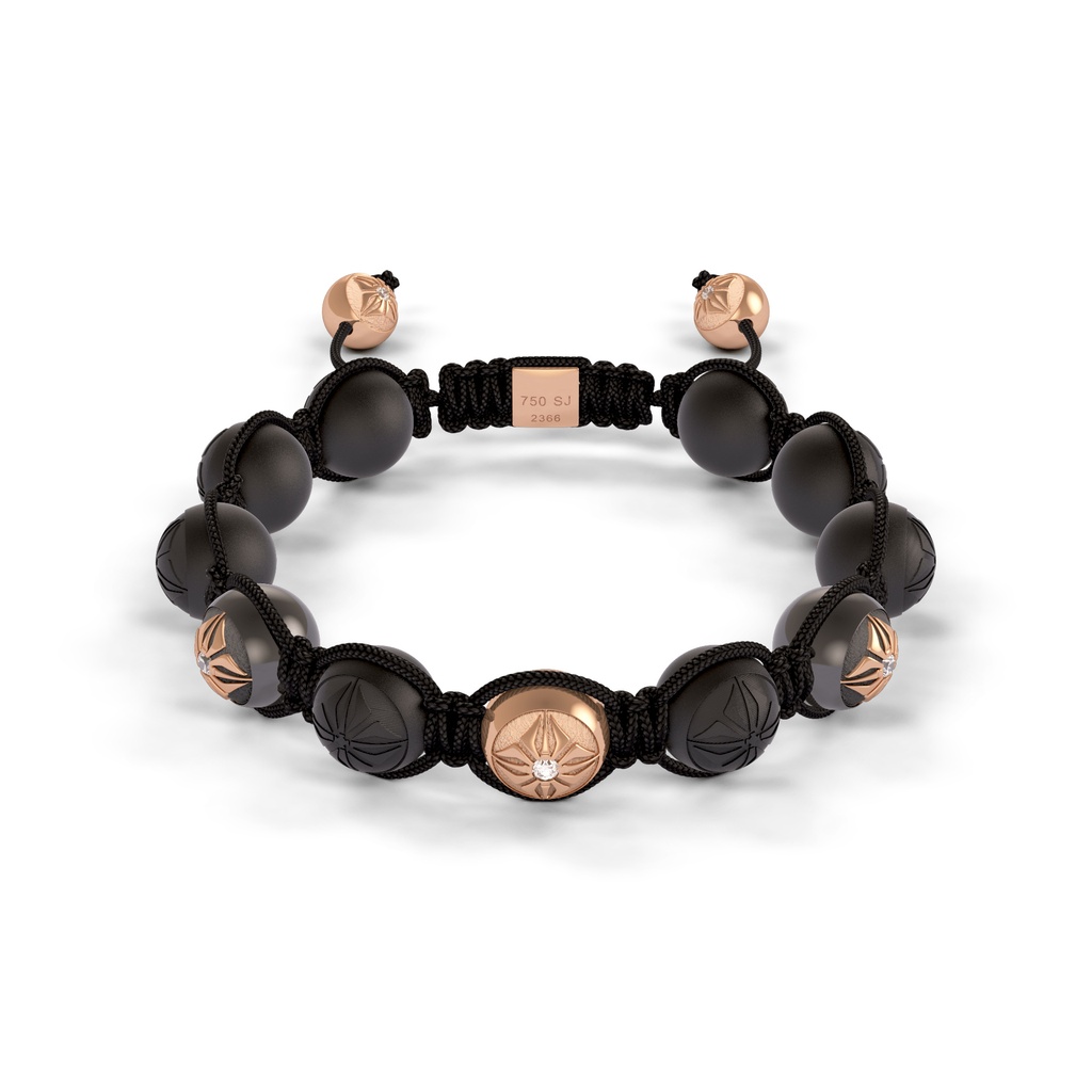 Shamballa Jewels Rose & Black Gold Diamond 10mm Braided Bead Bracelet