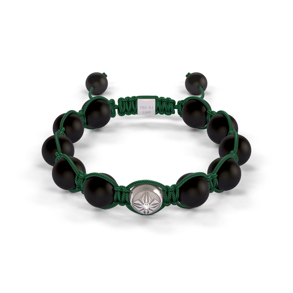 Shamballa Jewels White Gold Diamond 10mm Braided Bead Bracelet