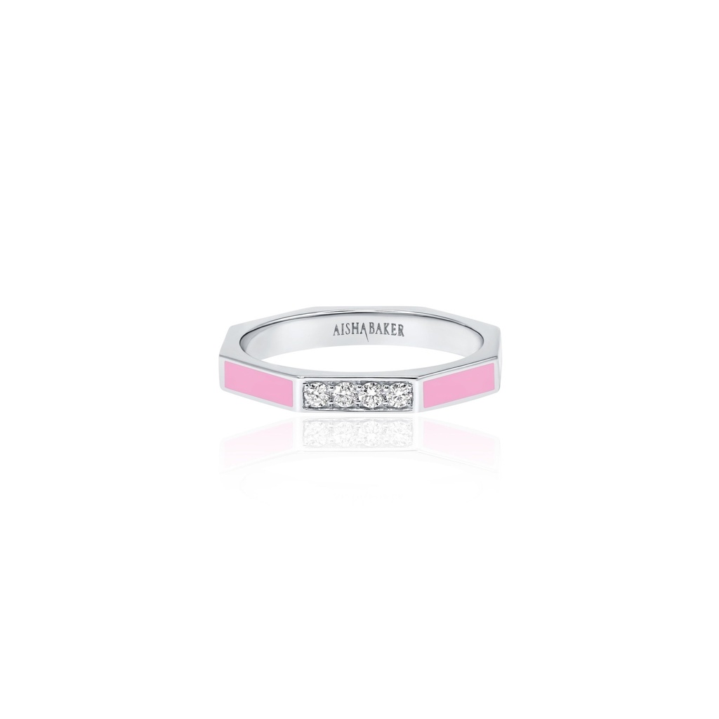 Fingers Crossed Pink White Gold Ring