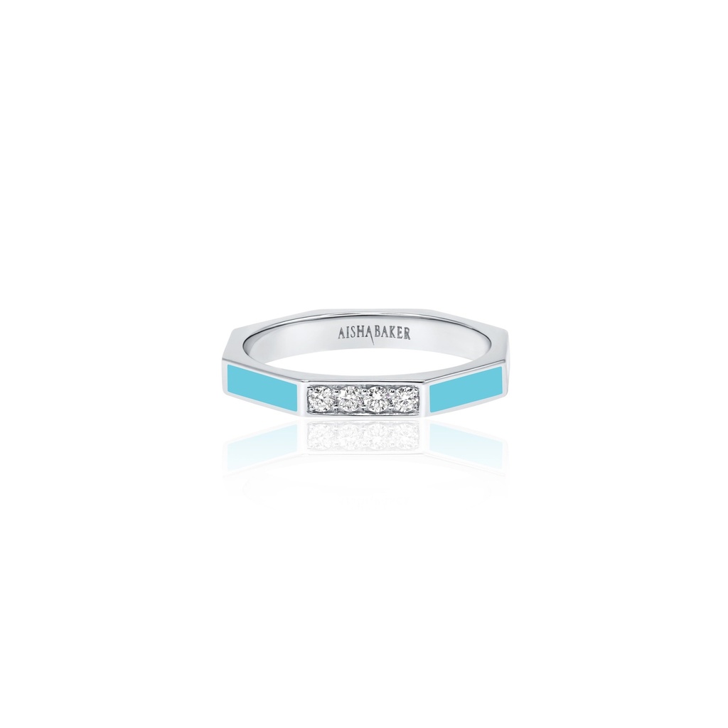 Fingers Crossed Light Blue White Gold Ring