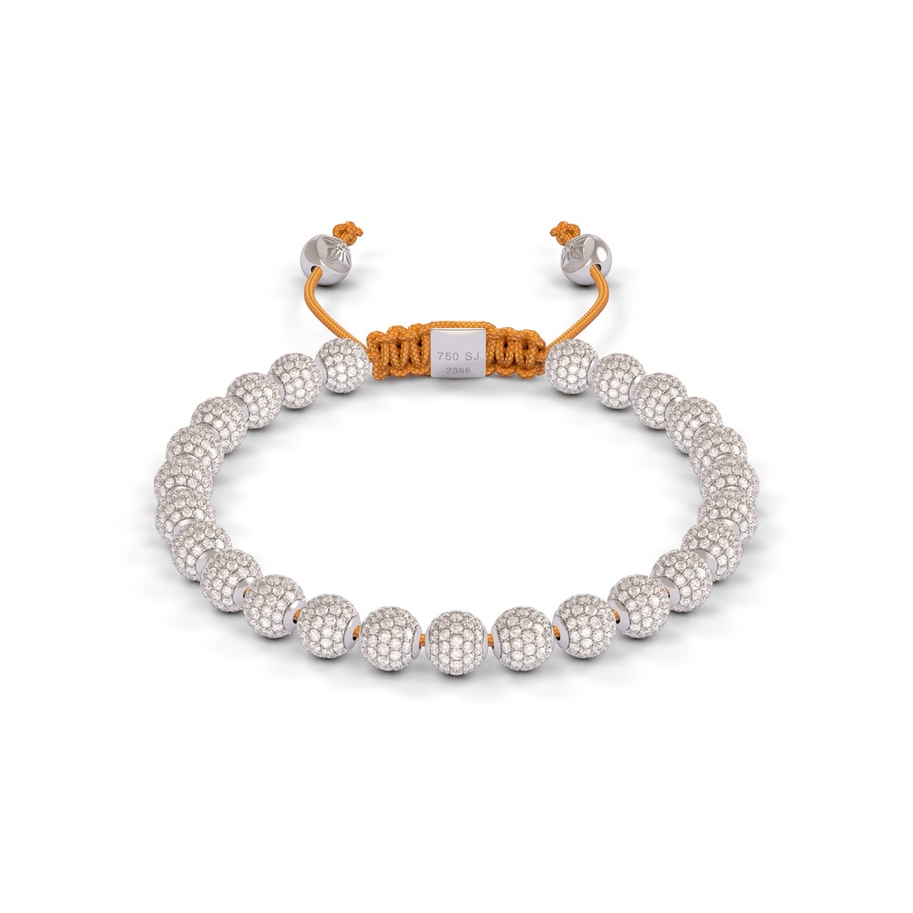 Shamballa Jewels White Gold Diamond 6mm Non-Braided Bead Bracelet