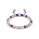 Shamballa Jewels White Gold Diamond & Amethyst 6mm Non-Braided Bead Bracelet