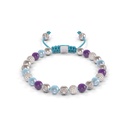 Shamballa Jewels White Gold Diamond Amethyst & Aquamarine 6mm Non-Braided Bead Bracelet