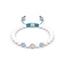 Shamballa Jewels White Gold Diamond & Aquamarine 6mm Non-Braided Bead Bracelet