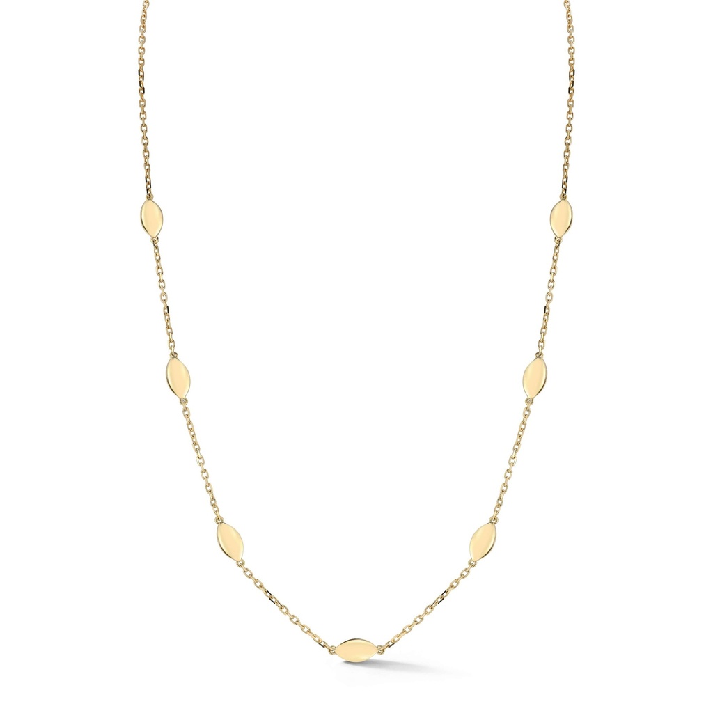 Yellow Gold Navette Chain Necklace