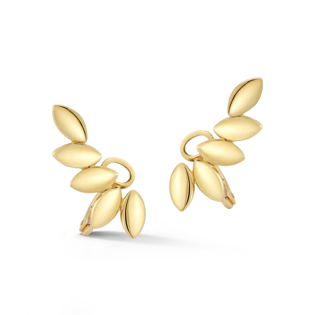 Yellow Gold Five Navette Polished Ear Climbers