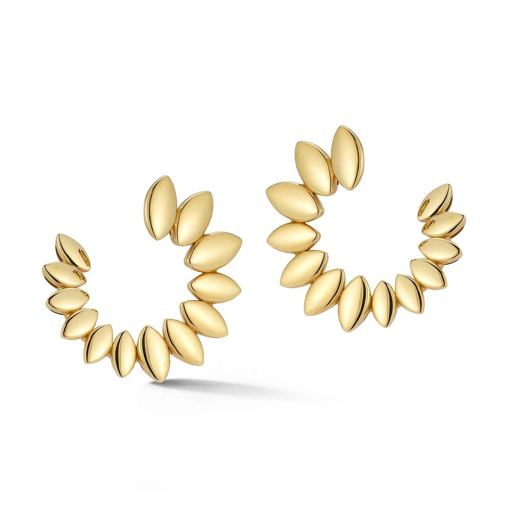 Yellow Gold Navette Hoop Earrings