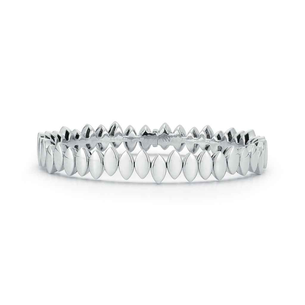 White Gold Flexible Plain Gold Navette Bangle