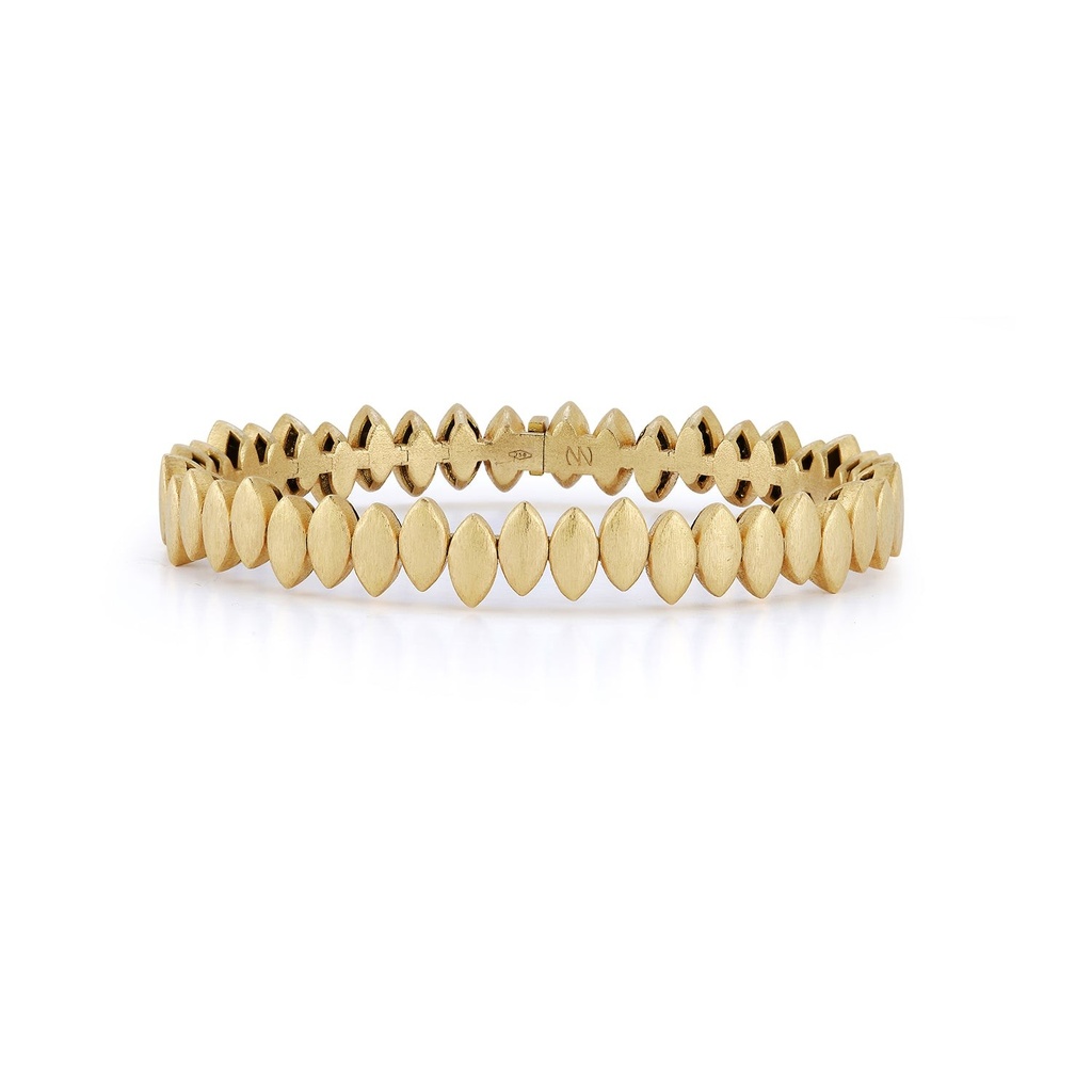 Yellow Gold Flexible Plain Gold Navette Bangle