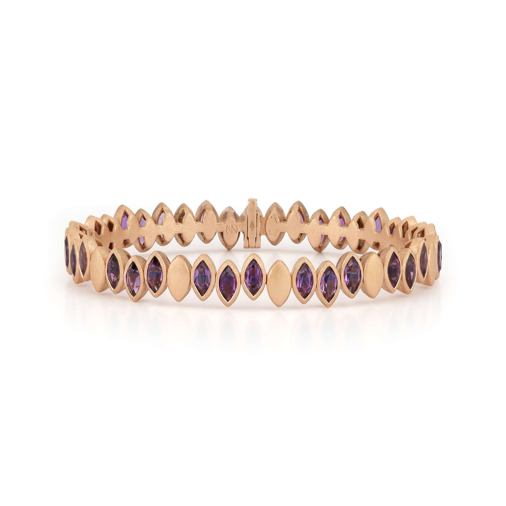 Rose Gold Flexible Navette Bangle with Amethyst