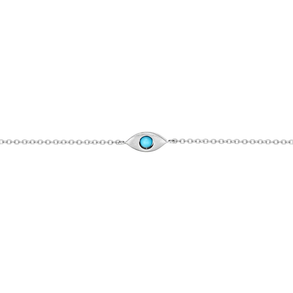 White Gold Plane Single Eye Solid Gold Bracelet Turquoise