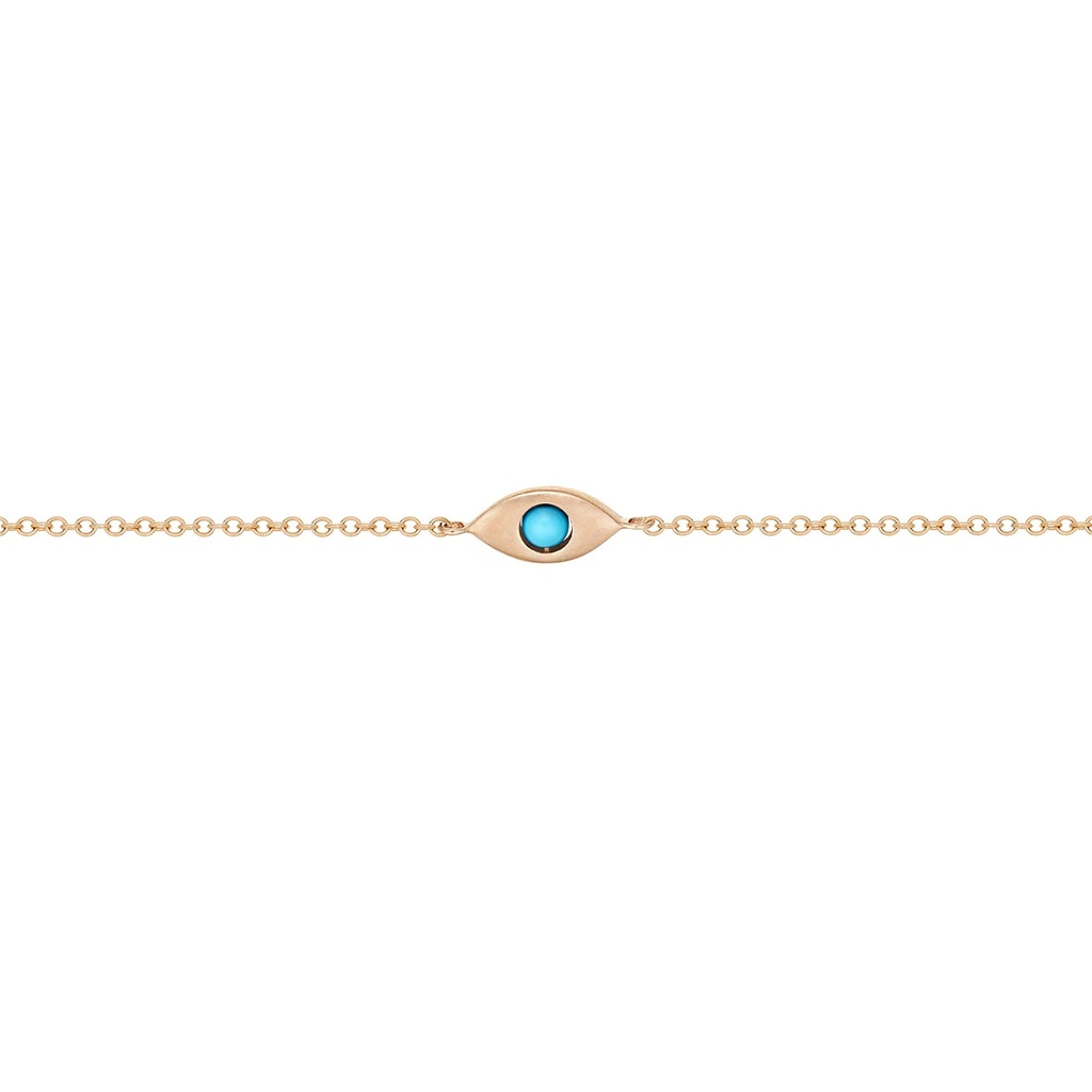 Rose Gold Plane Single Eye Solid Gold Bracelet Turquoise