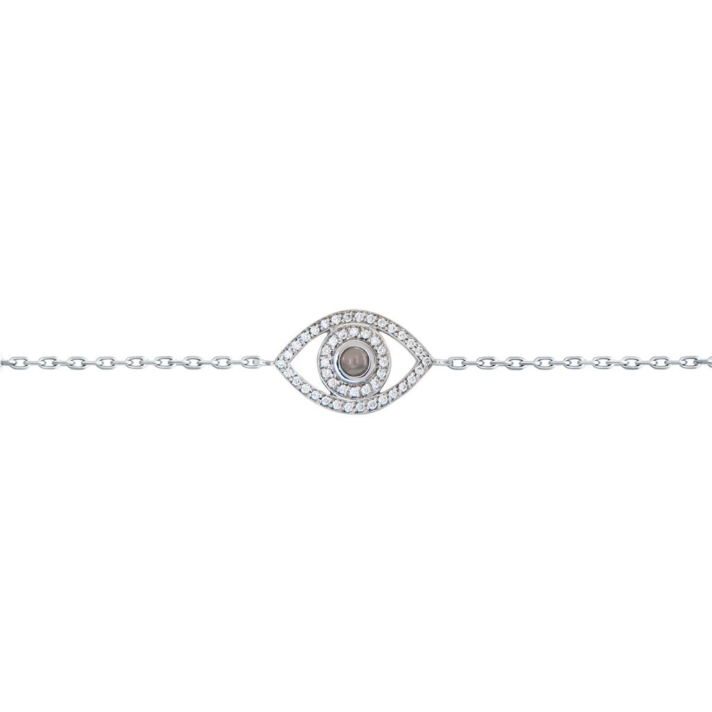 White Gold Mini Eye Bracelet in White Diamonds single chain