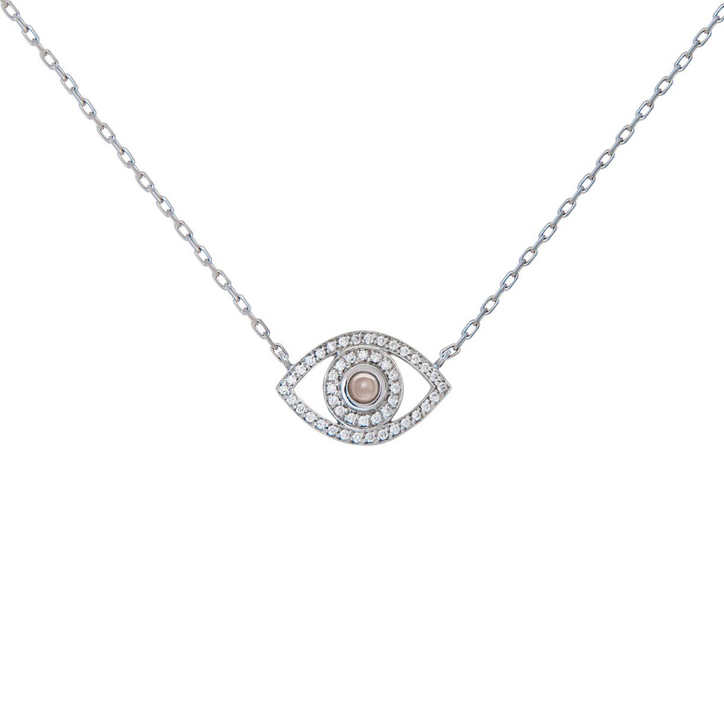 White Gold Mini Eye Necklace White Diamond