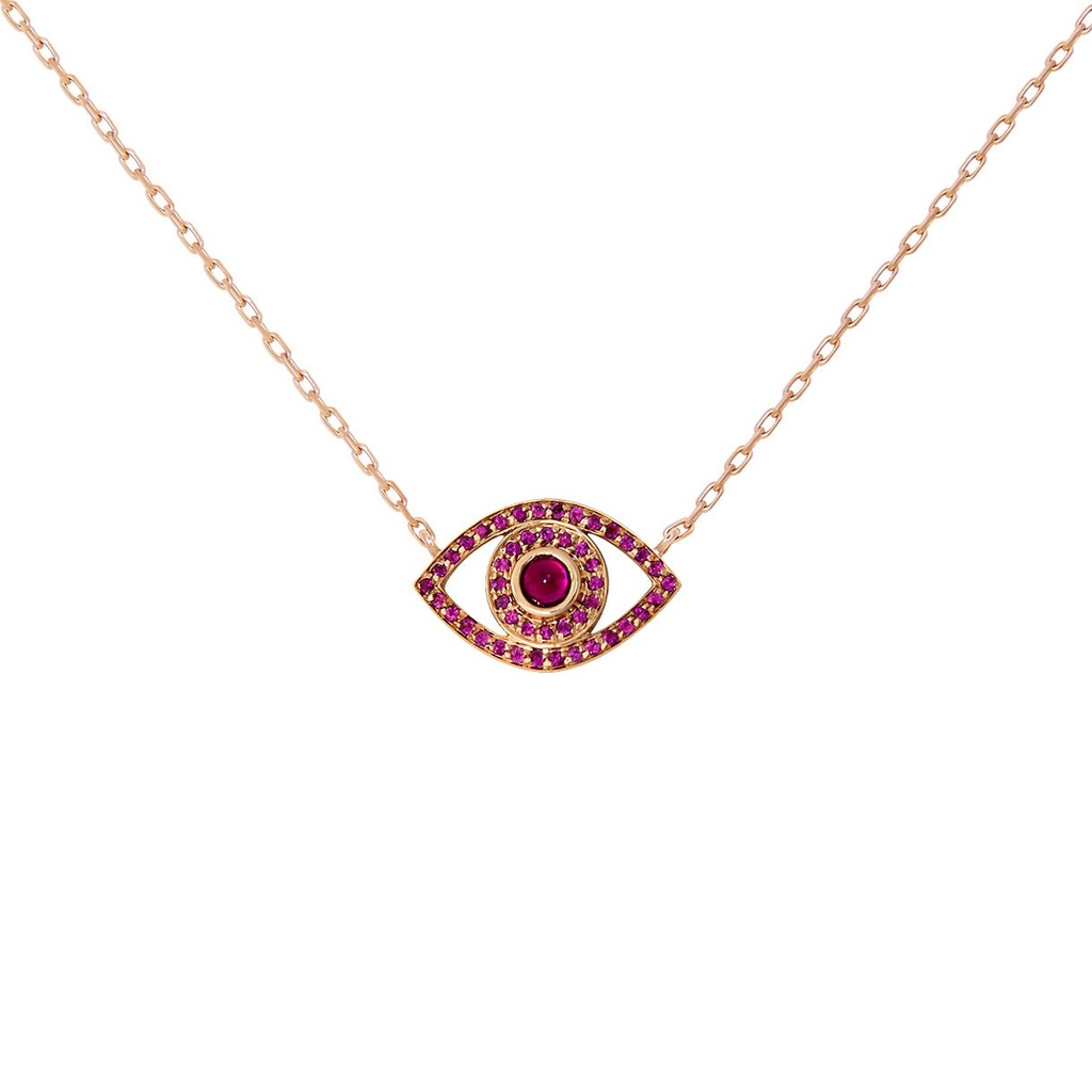 Rose Gold Mini Eye Necklace Ruby