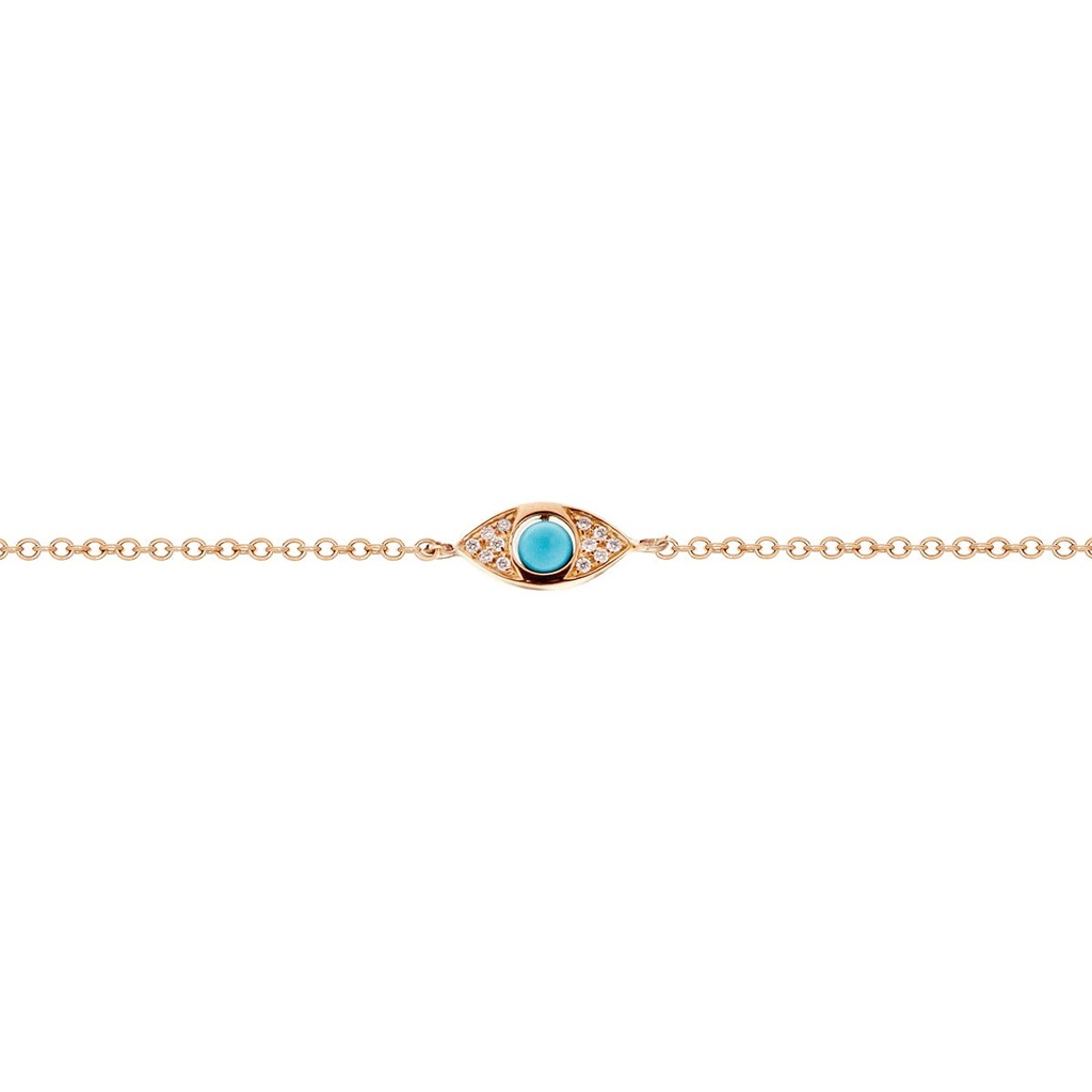 Rose Gold Single Eye Double Side Diamond Bracelet Turquoise