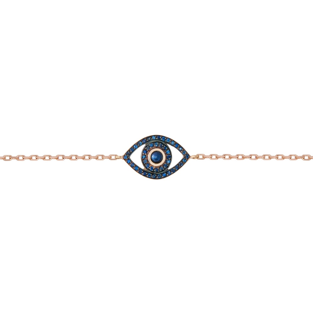 Rose Gold Mini Eye Bracelet single chain Blue Sapphire