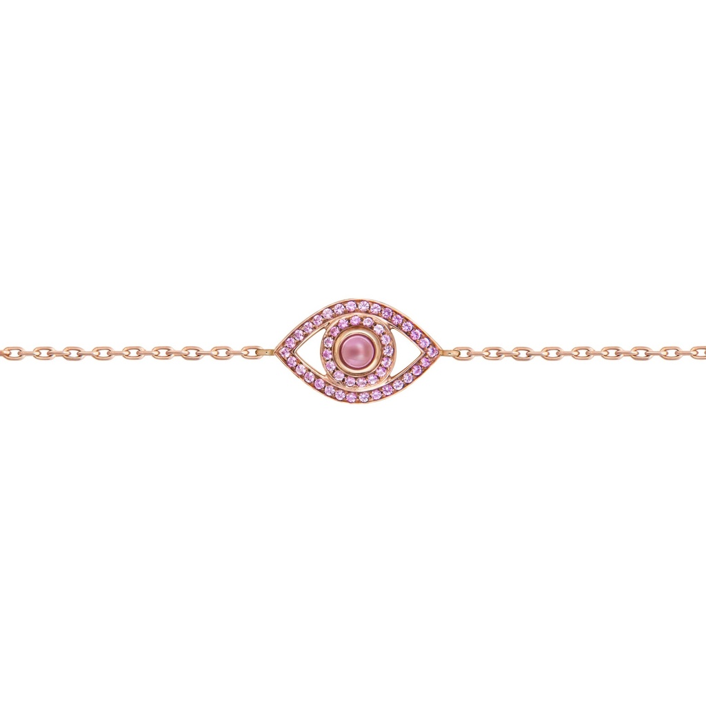 Rose Gold Mini Eye Bracelet single chain Pink Sapphire