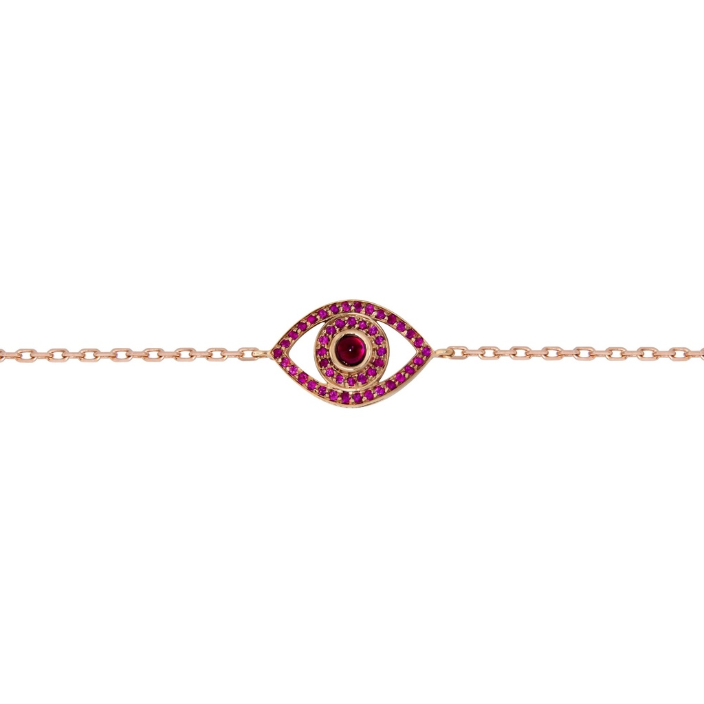 Rose Gold Mini Eye Bracelet single chain Ruby