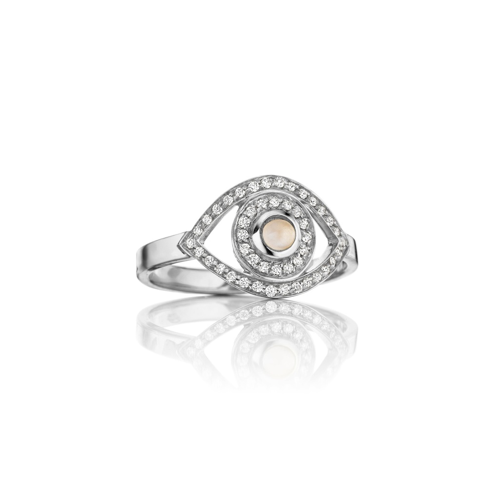 White Gold Mini Eye Ring in White Diamonds