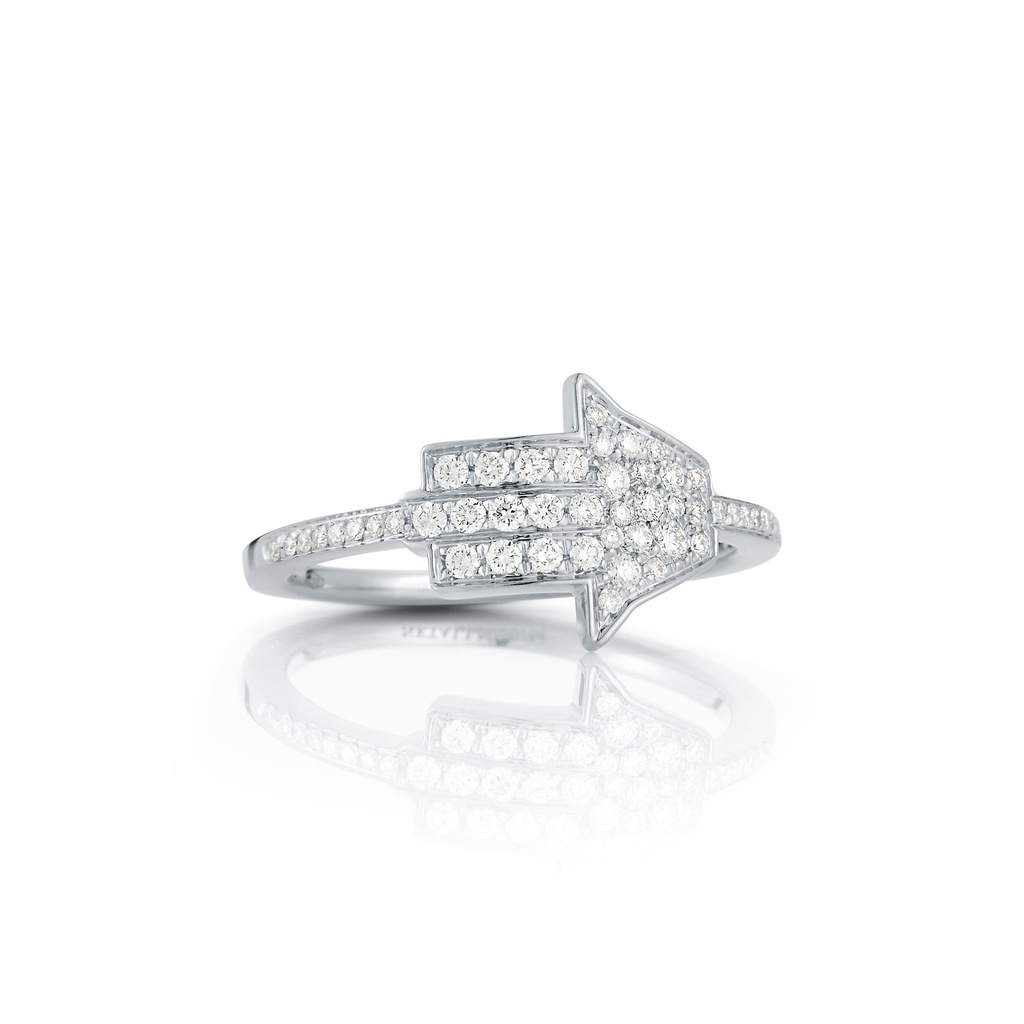 White Gold Hamsa Ring White Diamond