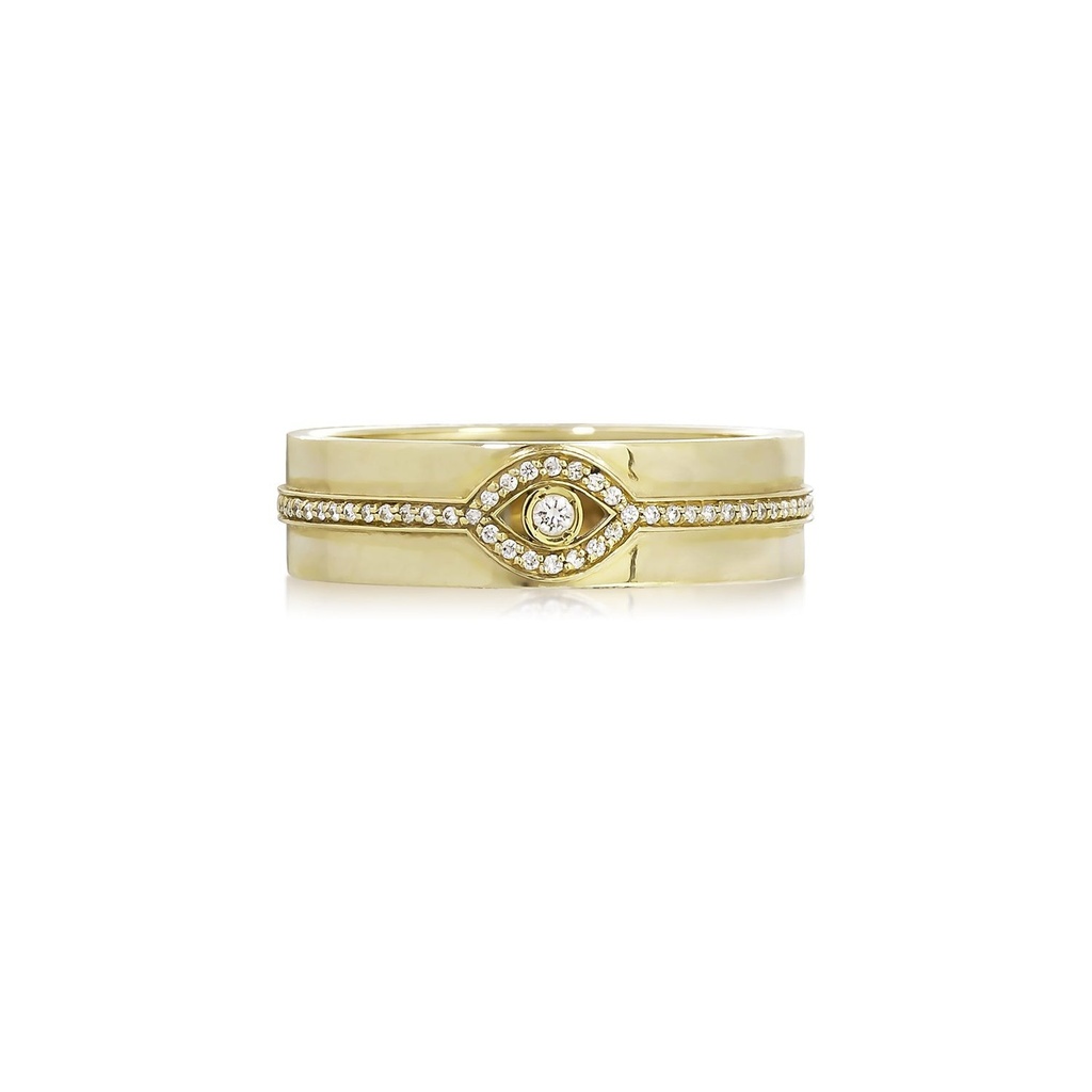 Yellow Gold Single Diamond Band White Diamond