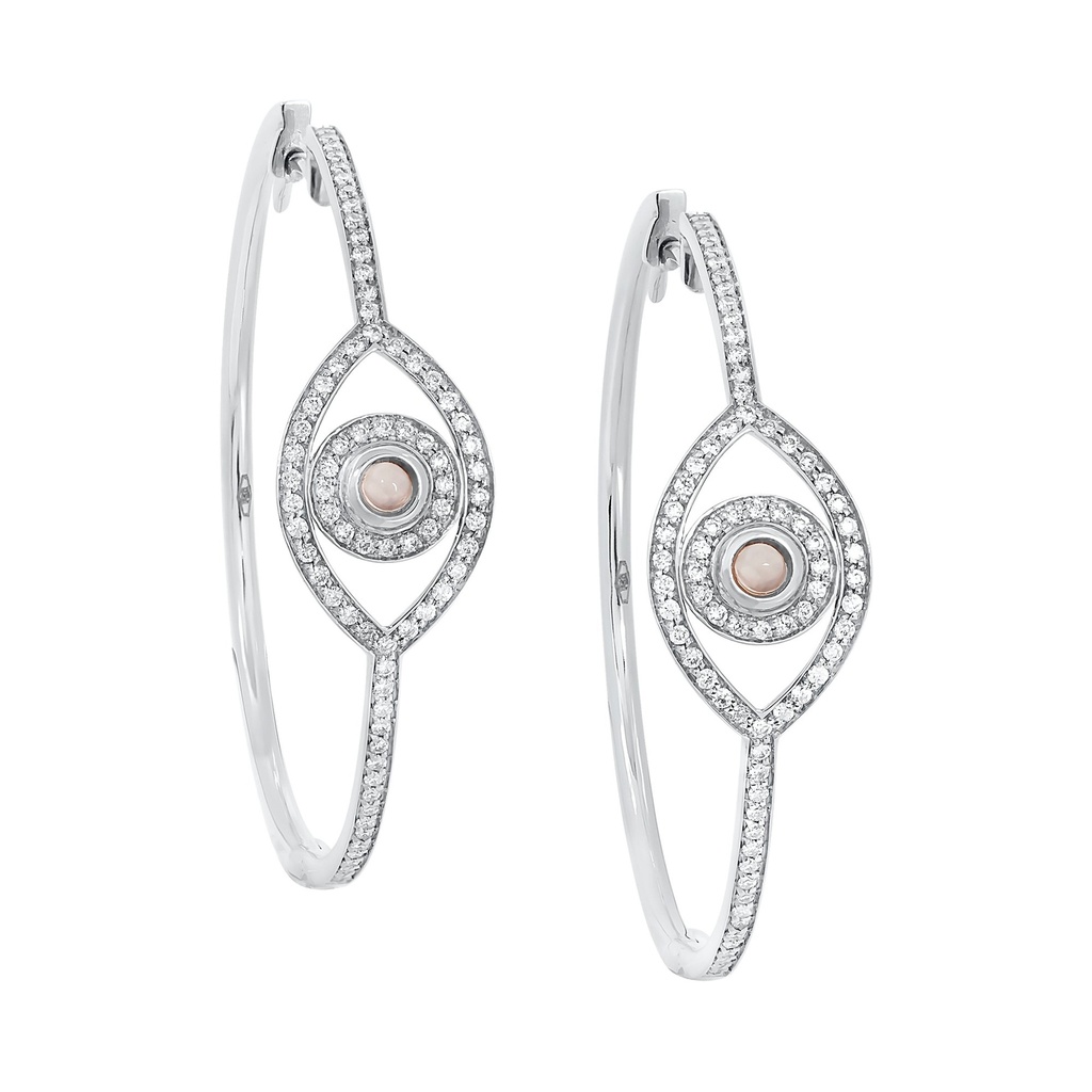 White Gold Mini Eye Hoop Earrings White Diamond