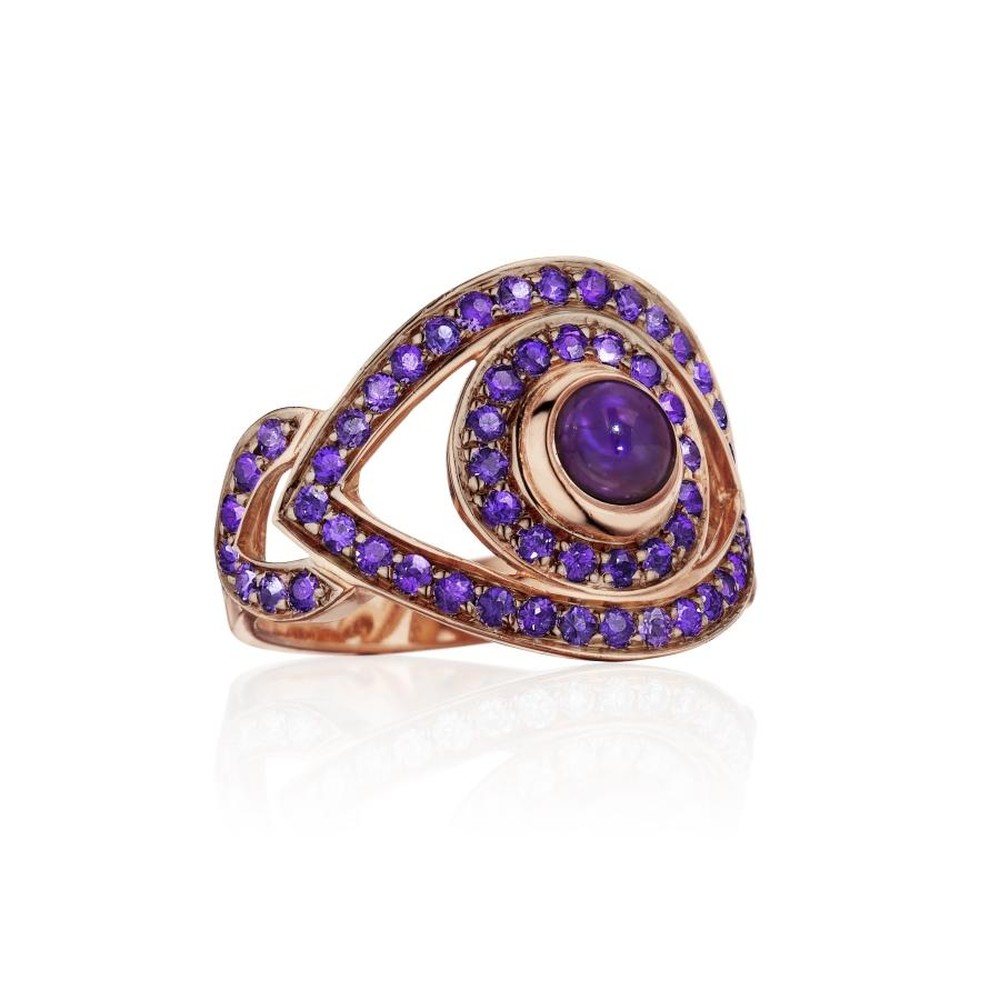 Rose Gold Eye Ring Amethyst