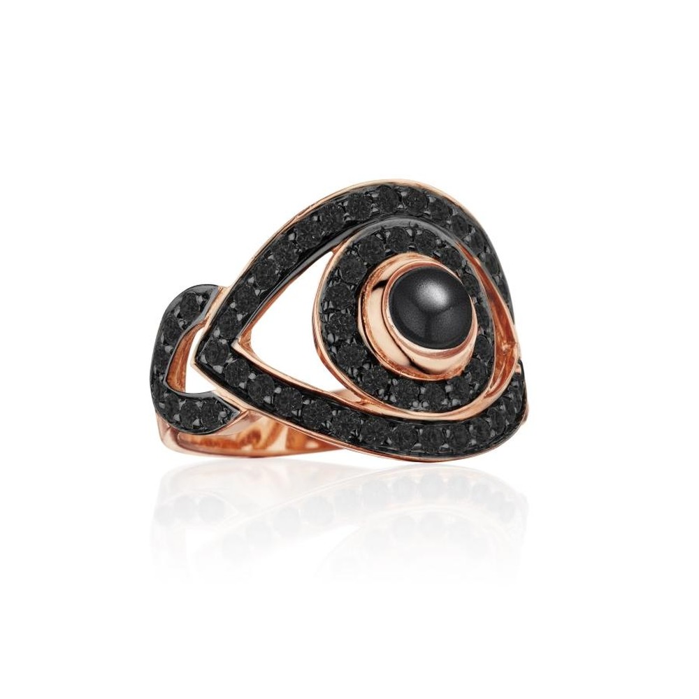 Rose Gold Eye Ring Black Diamond